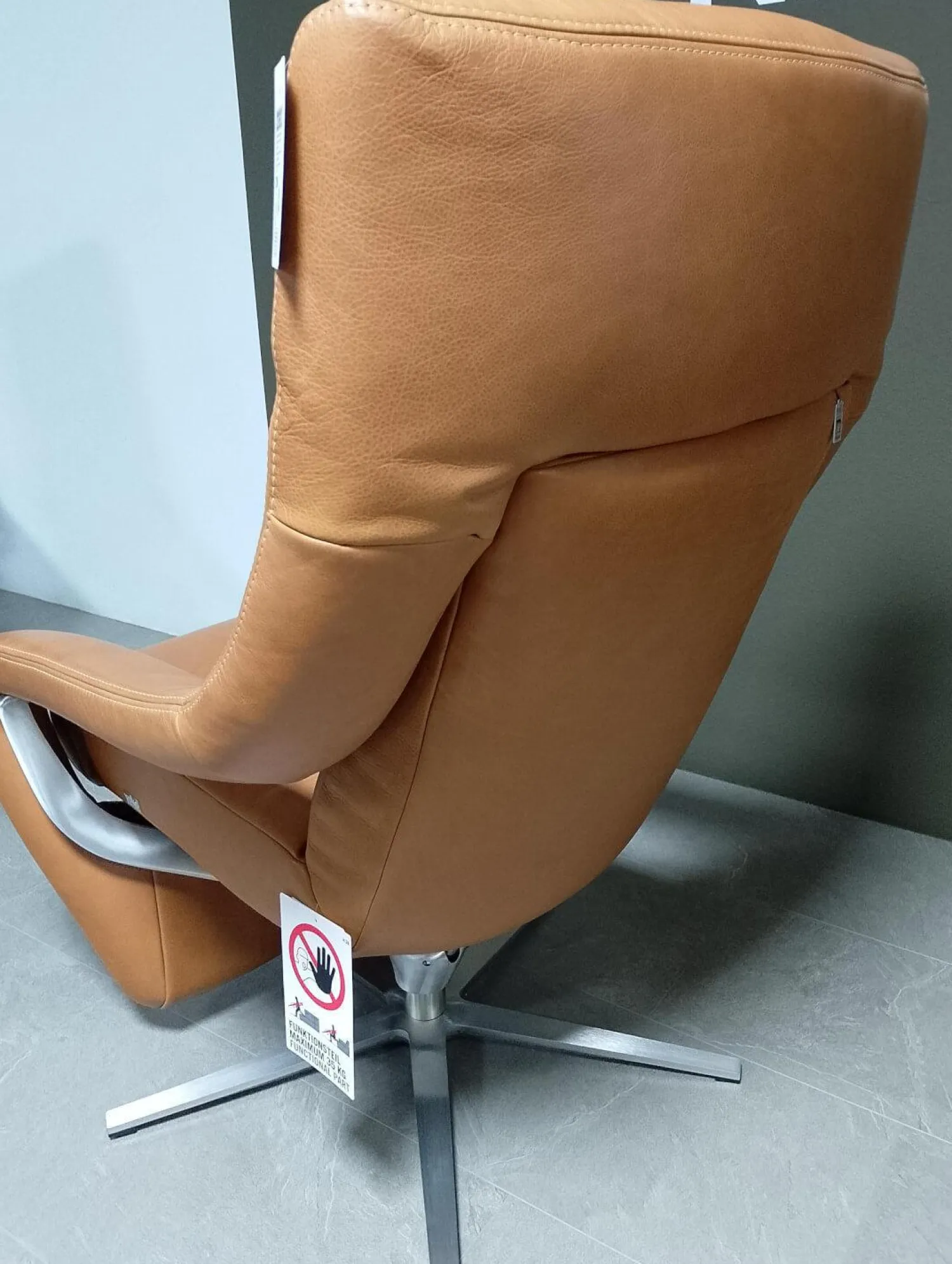 Koinor Relaxsessel|Sessel Yoko No 5 Leder B Toro Whisky Braun Gestell 5 Arm Drehkreuz Nickel Silber Satiniert