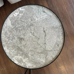 Cattelan Italia Couchtische|Set Couchtisch Billy Platte Keramik Marmi KM13 Areal Grau Stahlgestell Schwarz Gaufriert