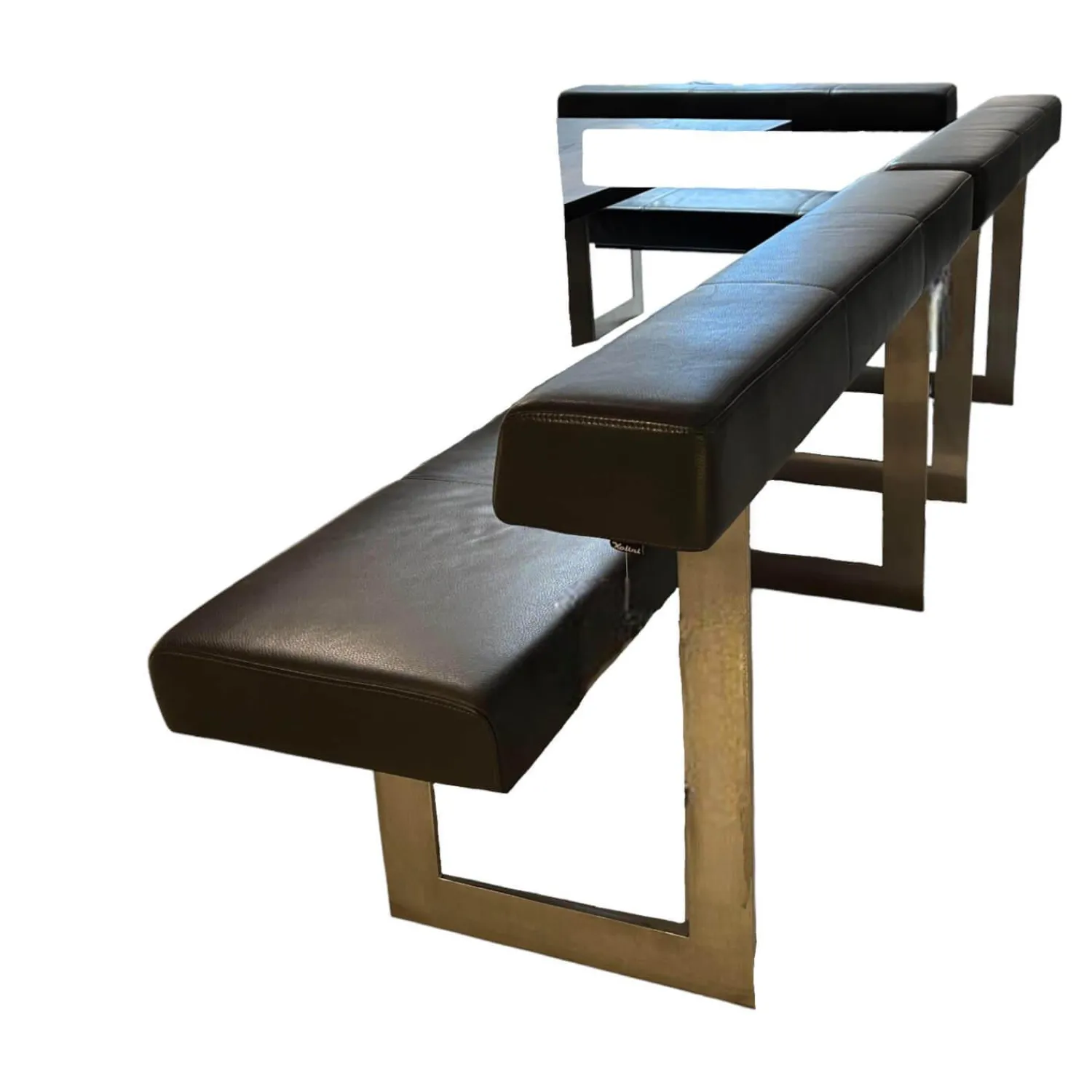 Kolini Bänke|Set Eckbank K122 Steel LEder Montana in 1241 Graphit Gestell Edelstahl