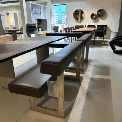Kolini Bänke|Set Eckbank K122 Steel LEder Montana in 1241 Graphit Gestell Edelstahl