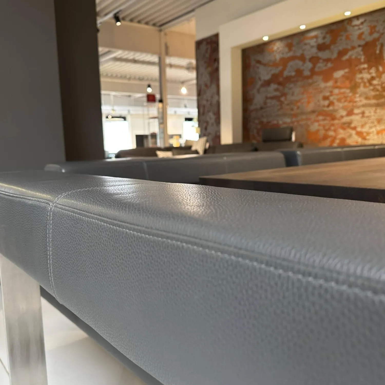 Kolini Bänke|Set Eckbank K122 Steel LEder Montana in 1241 Graphit Gestell Edelstahl