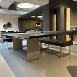 Kolini Bänke|Set Eckbank K122 Steel LEder Montana in 1241 Graphit Gestell Edelstahl