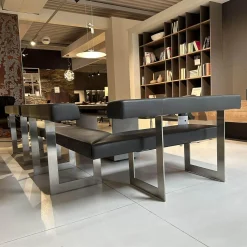 Kolini Bänke|Set Eckbank K122 Steel LEder Montana in 1241 Graphit Gestell Edelstahl