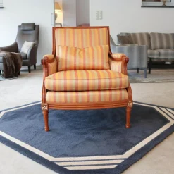 Finkeldei Relaxsessel|Sichtholzsessel Lafayette 756 Stoff Gelb Orange Rot Gestell Kirschbaum