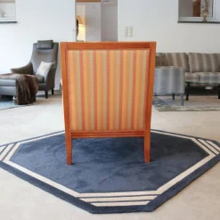 Finkeldei Relaxsessel|Sichtholzsessel Lafayette 756 Stoff Gelb Orange Rot Gestell Kirschbaum