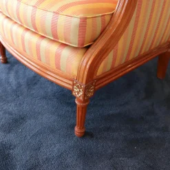 Finkeldei Relaxsessel|Sichtholzsessel Lafayette 756 Stoff Gelb Orange Rot Gestell Kirschbaum