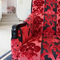 Finkeldei Relaxsessel|Sichtholzsessel Merkur 343 Sonderstoff Jab Anstotz Rot Schwarz