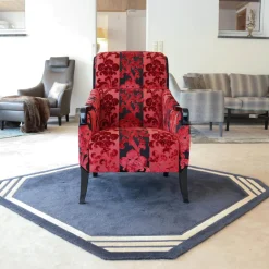 Finkeldei Relaxsessel|Sichtholzsessel Merkur 343 Sonderstoff Jab Anstotz Rot Schwarz