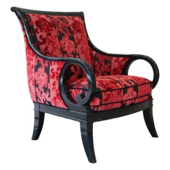 Finkeldei Relaxsessel|Sichtholzsessel Paris 309 Sonderstoff Jab Anstotz Rot Schwarz Gestell Schwarz