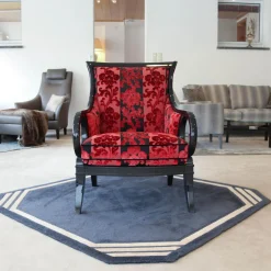 Finkeldei Relaxsessel|Sichtholzsessel Paris 309 Sonderstoff Jab Anstotz Rot Schwarz Gestell Schwarz