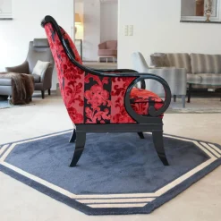 Finkeldei Relaxsessel|Sichtholzsessel Paris 309 Sonderstoff Jab Anstotz Rot Schwarz Gestell Schwarz