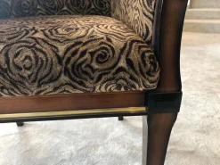 Finkeldei Relaxsessel|Sichtholzsessel Vera Stoff Montagna 3344 Braun Graubeige Gestell Sichtholz Dunkelbraun