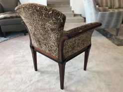 Finkeldei Relaxsessel|Sichtholzsessel Vera Stoff Montagna 3344 Braun Graubeige Gestell Sichtholz Dunkelbraun