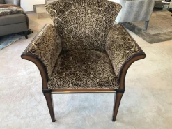 Finkeldei Relaxsessel|Sichtholzsessel Vera Stoff Montagna 3344 Braun Graubeige Gestell Sichtholz Dunkelbraun