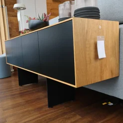 ASCO Kommoden & Sideboards|Sideboard Add On Eiche Natur Rustical Türen MDF Lackiert RAL 9005 Schwarz