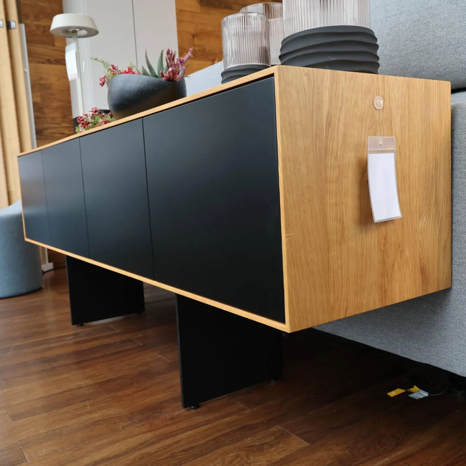 ASCO Kommoden & Sideboards|Sideboard Add On Eiche Natur Rustical Türen MDF Lackiert RAL 9005 Schwarz