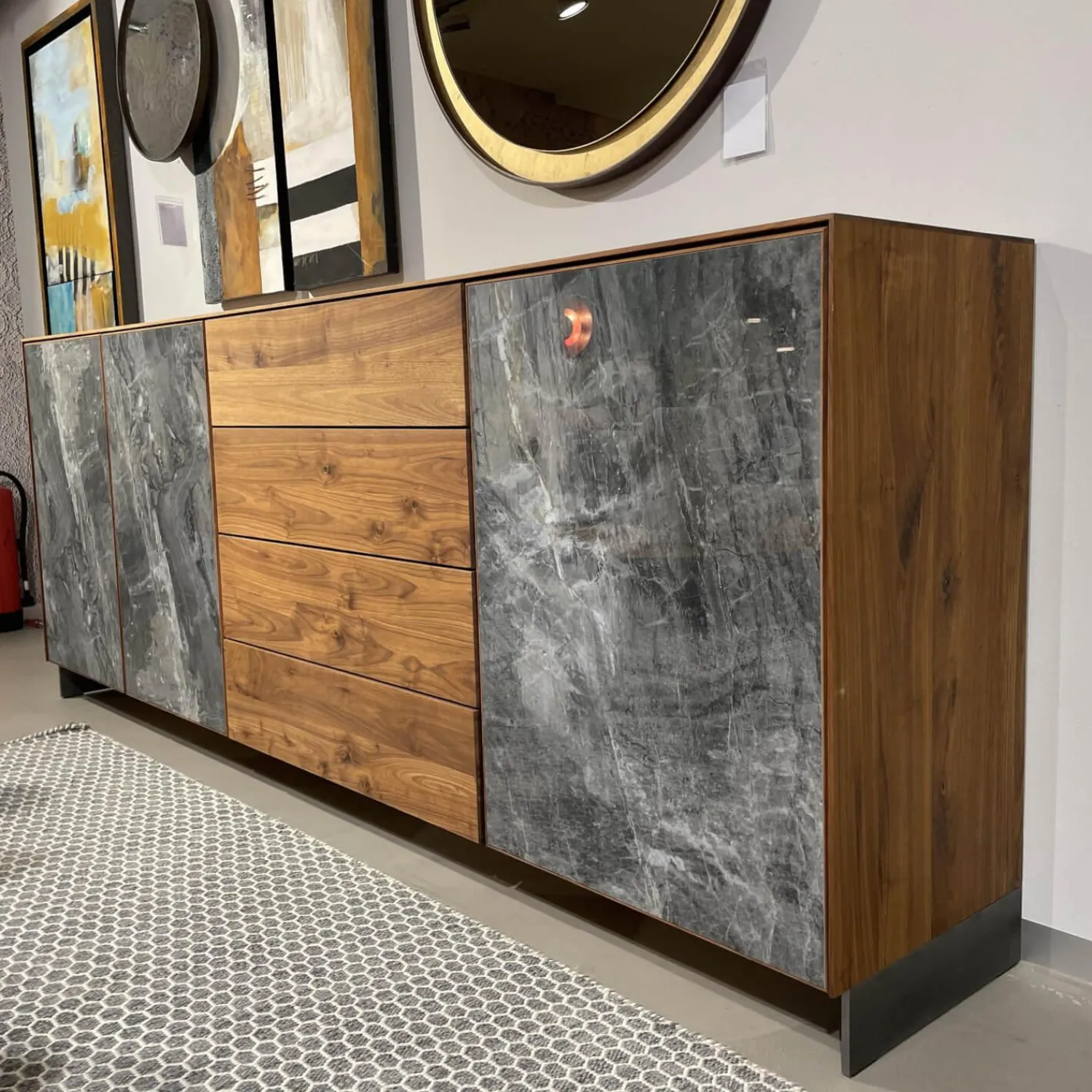 Scholtissek Kommoden & Sideboards|Sideboard Alleskönner Astiger Nussbaum Birke Natur Geölt Keramik Brunno