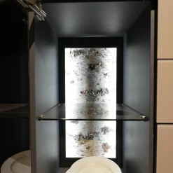 Hartmann Kommoden & Sideboards|Sideboard Alva Kernbirke Massiv Harmaa Mit Vitrinen Beleuchtung Kufen 3110W 1191 Schwarz