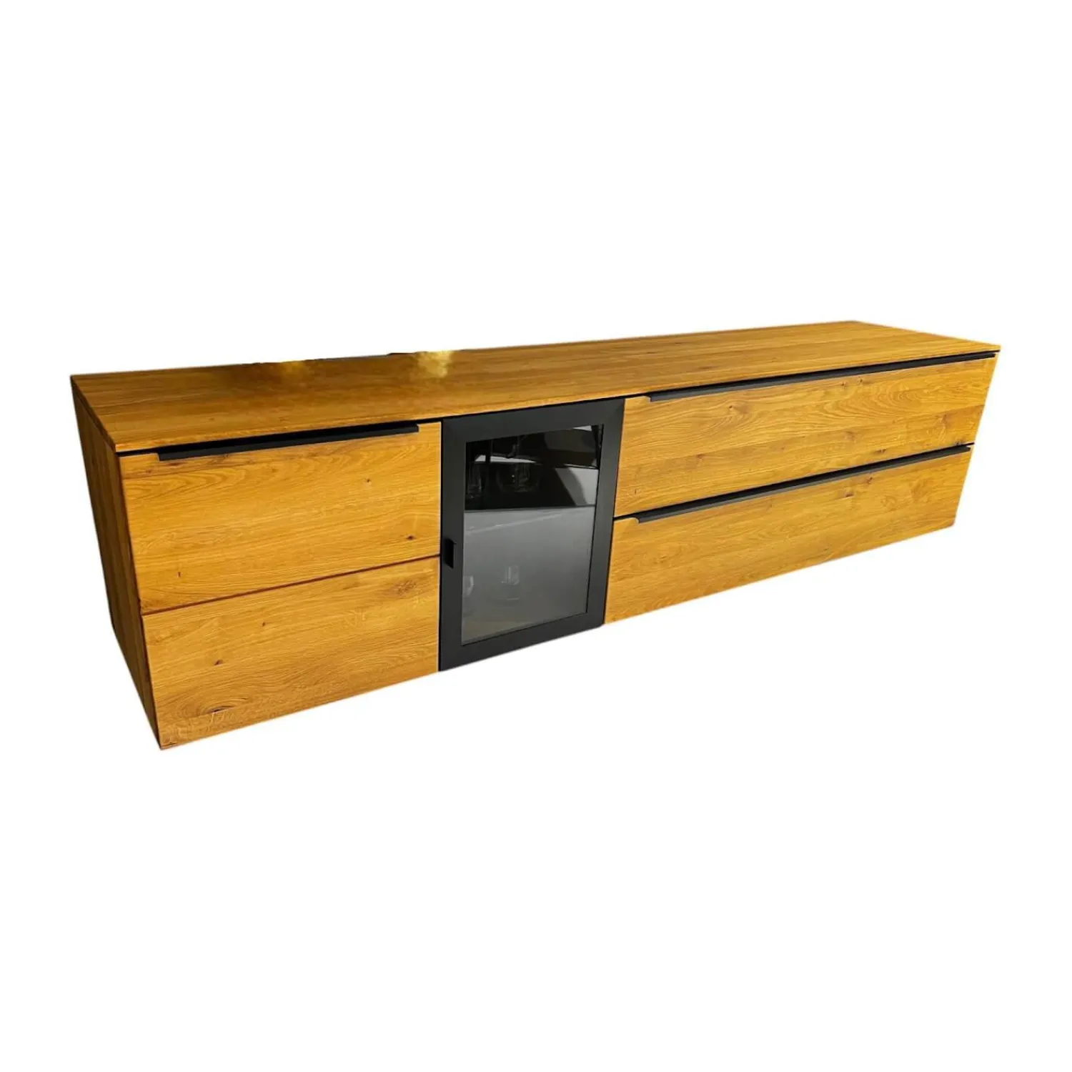 WK Wohnen Kommoden & Sideboards|Sideboard Baristo WK 490 Hängend Asteiche Natur Rahmen Metall Schwarz Mit Beleuchtung