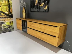 WK Wohnen Kommoden & Sideboards|Sideboard Baristo WK 490 Hängend Asteiche Natur Rahmen Metall Schwarz Mit Beleuchtung