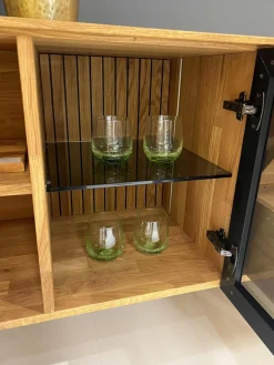 WK Wohnen Kommoden & Sideboards|Sideboard Baristo WK 490 Hängend Asteiche Natur Rahmen Metall Schwarz Mit Beleuchtung