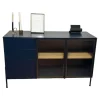 Novamobili Kommoden & Sideboards|Sideboard Belt 1350 353 Blu Notte Matt Dunkellau Glas Gerippt Füße Brüniert Oxidiert Inklusive Beleuchtung