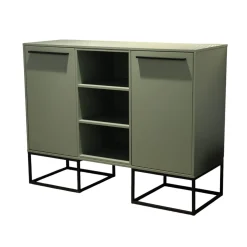 Contur Kommoden & Sideboards|Sideboard Biella Front Lack L460 Salbeigrün Satin Korpus K190 Lavaschwarz