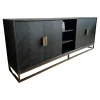 Richmond Kommoden & Sideboards|Sideboard Blackbone Korpus Eichenfurnier Schwarz Rustikal Gestell Und Griffe Messing