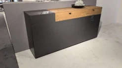 Die Hausmarke Kommoden & Sideboards|Sideboard Cairano Schiefer Schwarz Absetzung Raucheiche Massiv