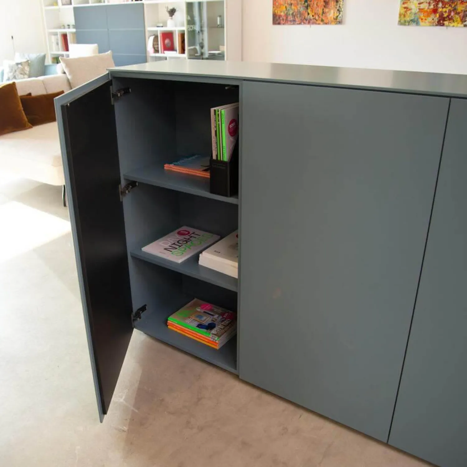 Kettnaker Kommoden & Sideboards|Sideboard Case Lack Graublau Grau Blau Matt Push To Open