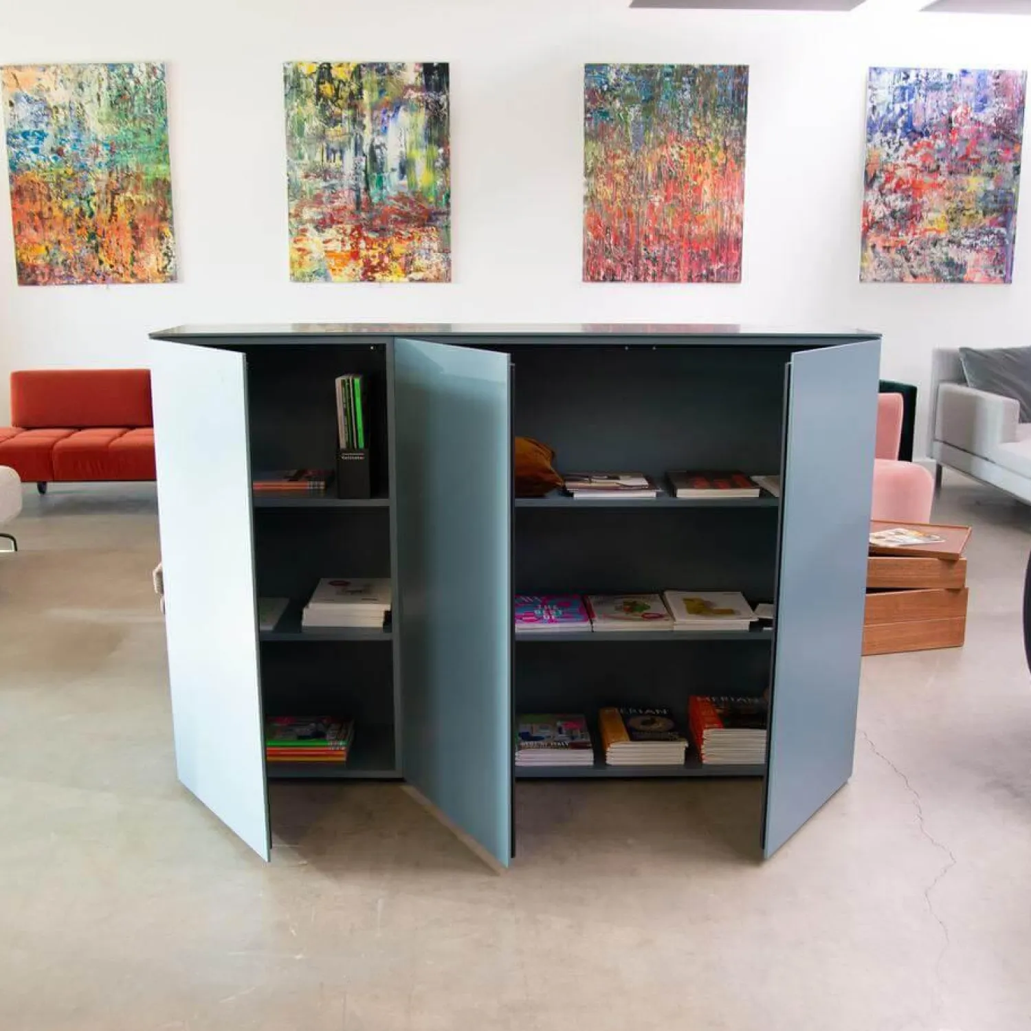 Kettnaker Kommoden & Sideboards|Sideboard Case Lack Graublau Grau Blau Matt Push To Open