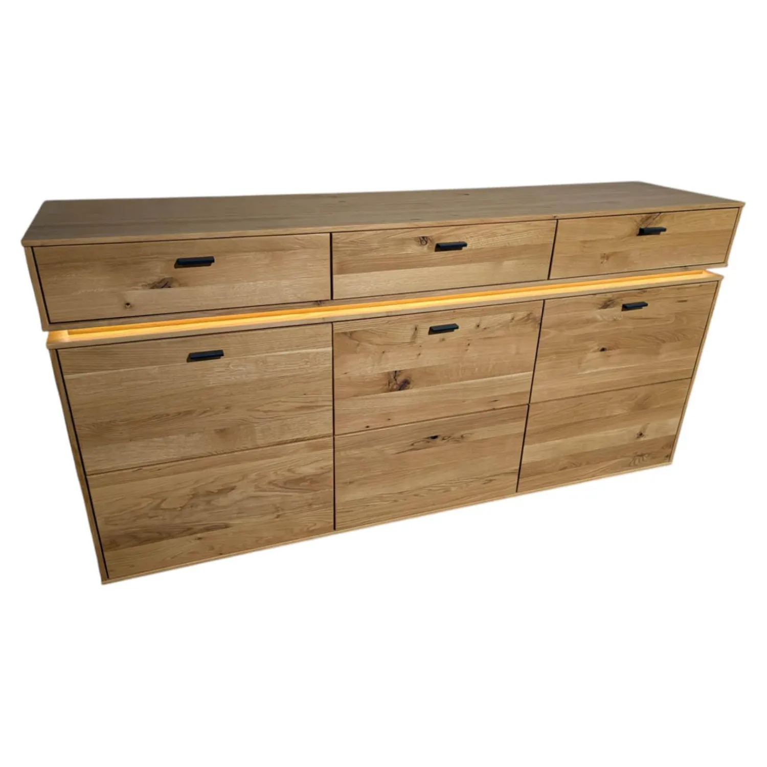 MCA Furniture Kommoden & Sideboards|Sideboard Como Wildeiche Geölt Teilmassiv mit LED-Beleuchtung