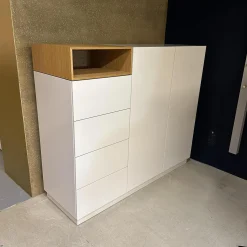 Schönbuch Kommoden & Sideboards|Sideboard Cosmo Lack Vanille 58 Basisfarbe Weiß Aufsatzregal Eiche Natur Geölt 12