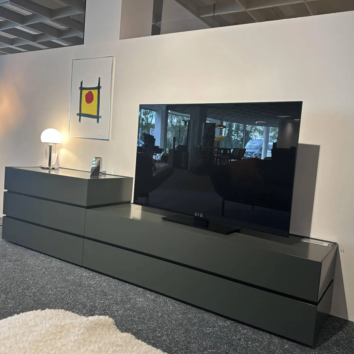 Interlübke Kommoden & Sideboards|Sideboard Cube Bold Mattlack M81 Bahia Grau Grün Griffmulde 082 Brüniert