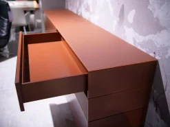 Sudbrock Kommoden & Sideboards|Sideboard Cubo Glattlack Ziegelrot Rot Mit Glasplatte Gefrostet