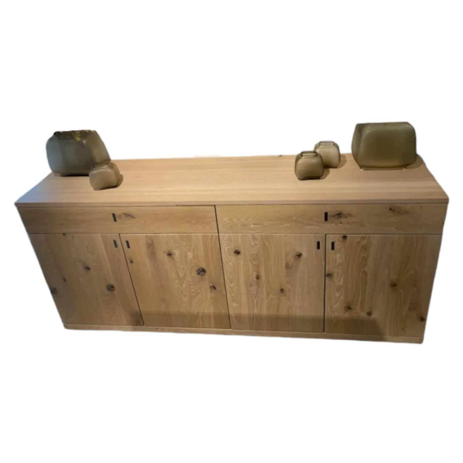 Team 7 Vitrinen & Highboards|Sideboard Cubus Eiche Wild Massiv Weiß Geölt Mit Soft Close Ohne Dekoration