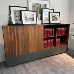 Team 7 Kommoden & Sideboards|Sideboard Cubus Pure Nussbaum Natur Geölt Inne Buche Farbglas Graphitgrau Matt Inklusive Steckdose