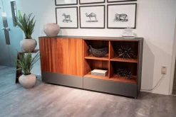 Team 7 Kommoden & Sideboards|Sideboard Cubus Pure Nussbaum Natur Geölt Innen Buche Farbglas Graphitgrau Matt