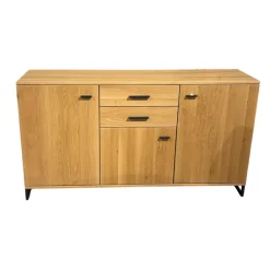 Wimmer Kommoden & Sideboards|Sideboard Filia Rustikale Asteiche Bianco Griffe Metall RAL 7021 Schwarzgrau