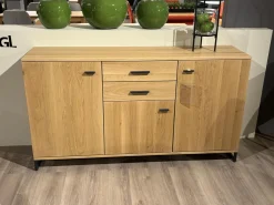 Wimmer Kommoden & Sideboards|Sideboard Filia Rustikale Asteiche Bianco Griffe Metall RAL 7021 Schwarzgrau