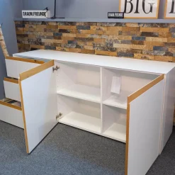 Raum.Freunde Kommoden & Sideboards|Sideboard Göte Eiche Massiv Geölt Metall Weiß Matt Lackiert Kunststoff Schwarz