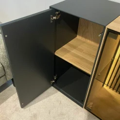 Hartmann Kommoden & Sideboards|Sideboard Hilke Massives Birkenholz Anthrazit mit Applikationen aus Kerneiche Natur