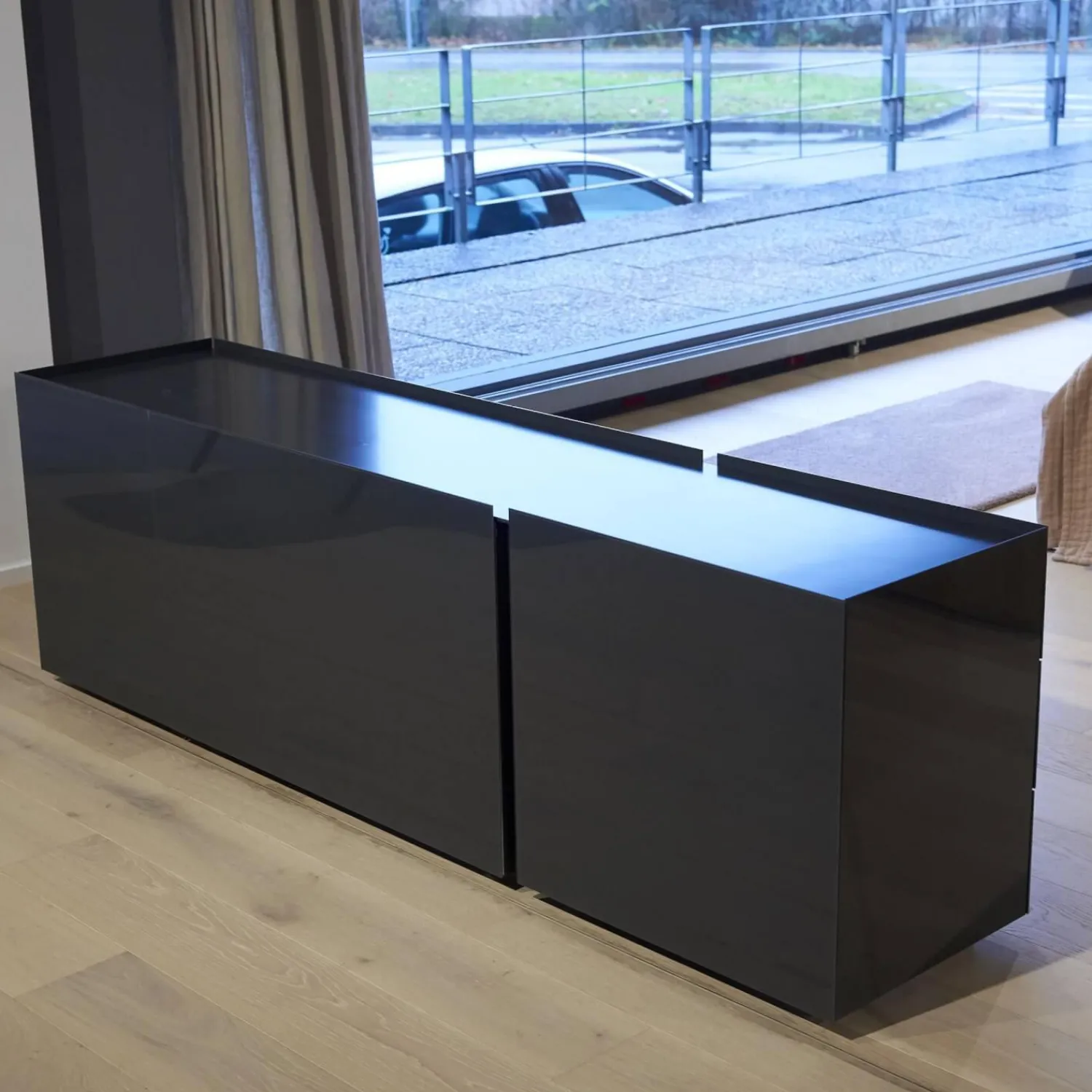 Interlübke Kommoden & Sideboards|Sideboard Jorel J 4036 Korpus Lack Matt 21 Anthrazit Front Glas Optiwhite Anthrazit S21 Lackiert