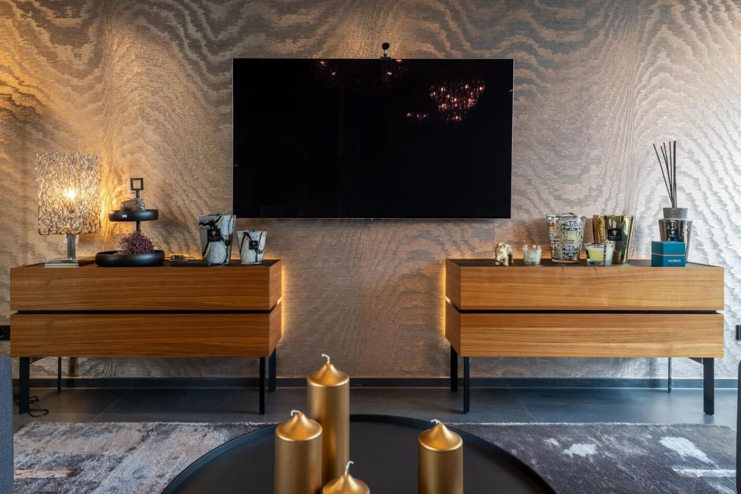 Interlübke Kommoden & Sideboards|Sideboard Just Cube Bold Nussbaum Canela Geölt E76 Abdeckplatte Mattglas