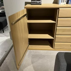 Rietberger Möbelwerke Kommoden & Sideboards|Sideboard Kiana 66174 Eiche Massiv 2206 Sand Mit Wandboard Und Beleuchtung