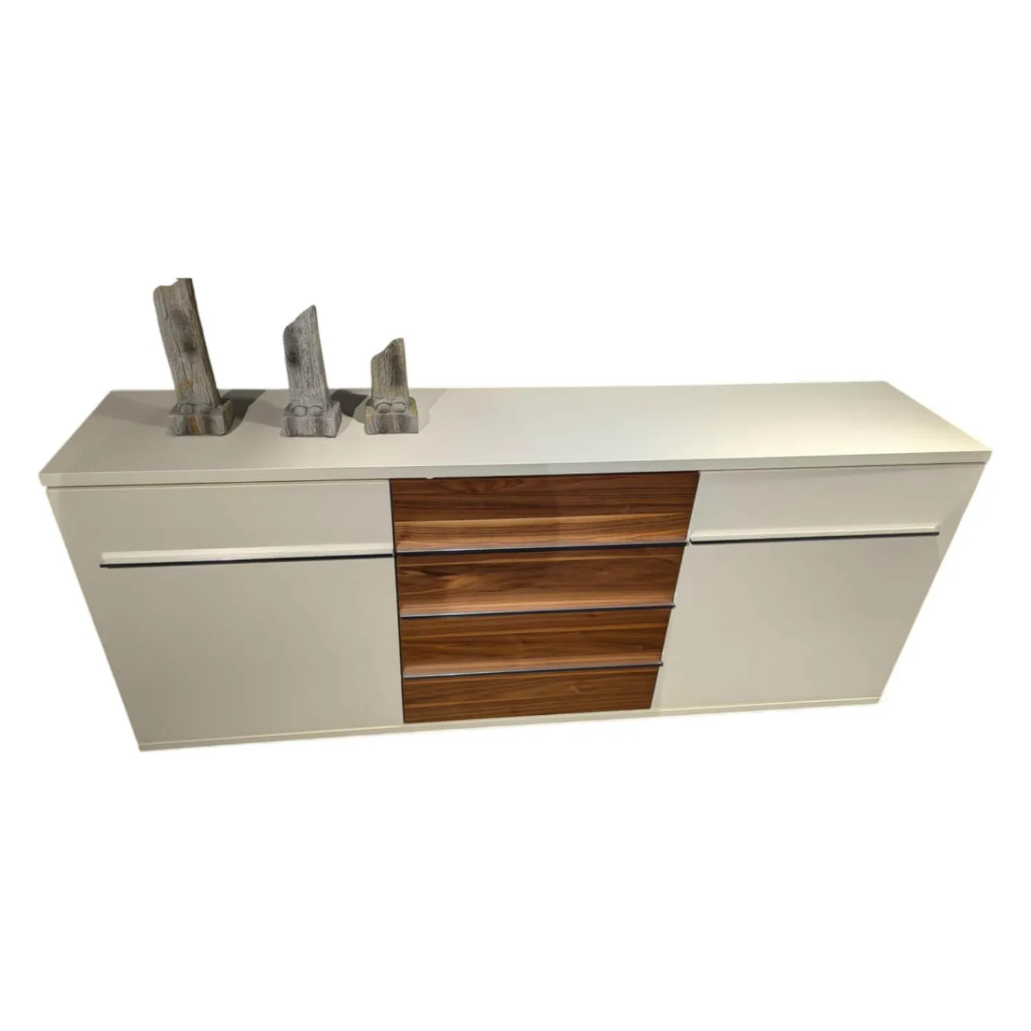 Loddenkemper Kommoden & Sideboards|Sideboard Kito Lack Weiß Absetzung Holz Caruba Nuss