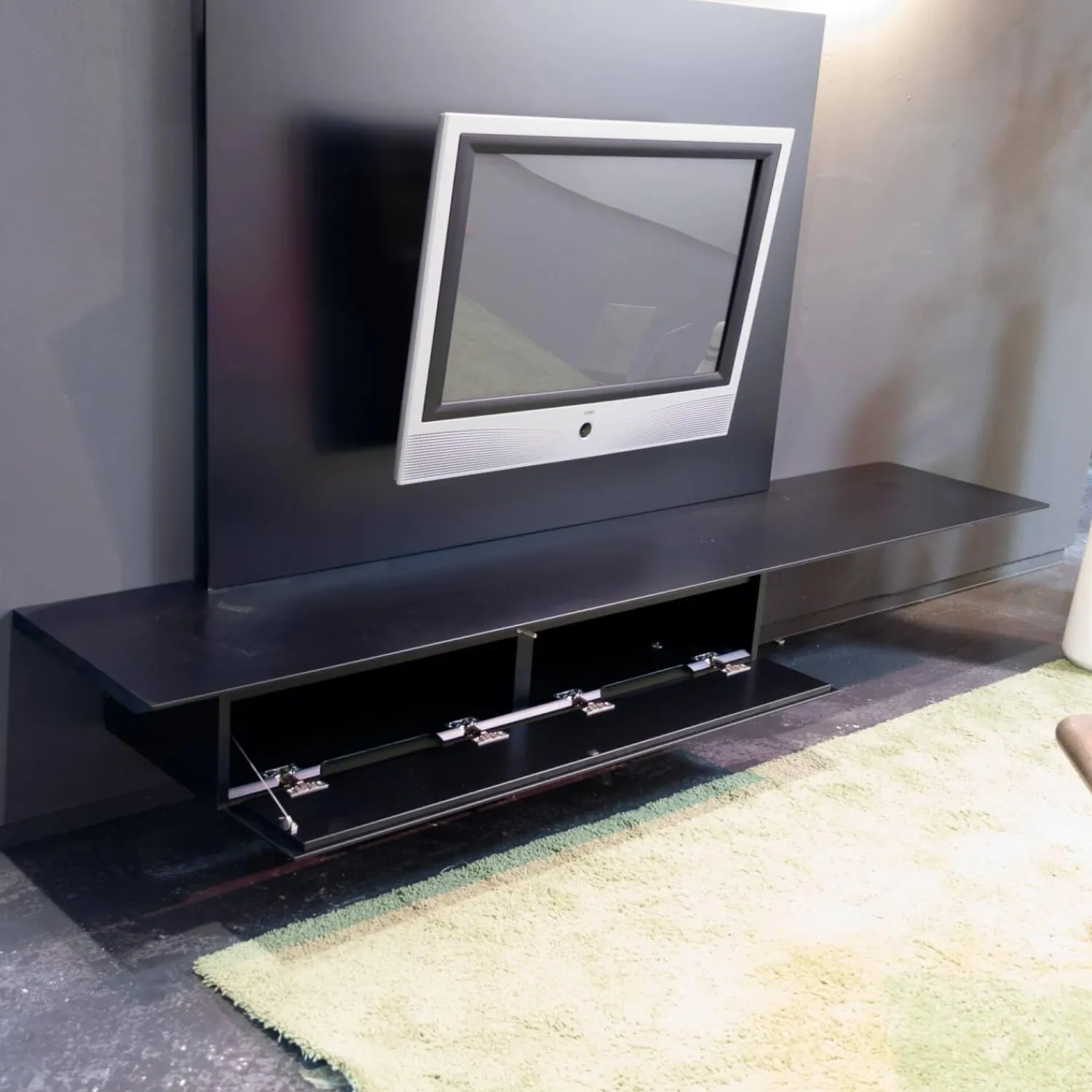 Kettnaker Kommoden & Sideboards|Sideboard Lack Schwarz Mit Abdeckplatte Und TV-Panel Ohne Fernseher