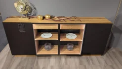 Wimmer Kommoden & Sideboards|Sideboard Linja 152250 Rustikale Asteiche Hartwachsöl Und Metall RAL Grau Braun Mit LED Beleuchtung Ohne Dekoration