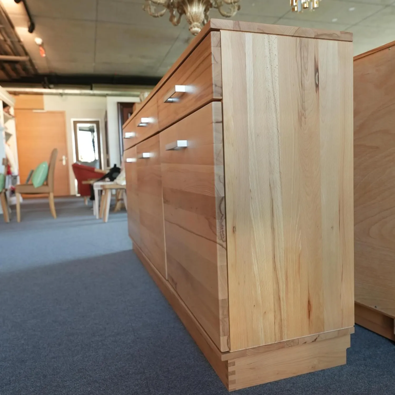 Eigene Herstellung Kommoden & Sideboards|Sideboard Massivholz Buchenholz Massiv Bügelgriffe Silberfarben