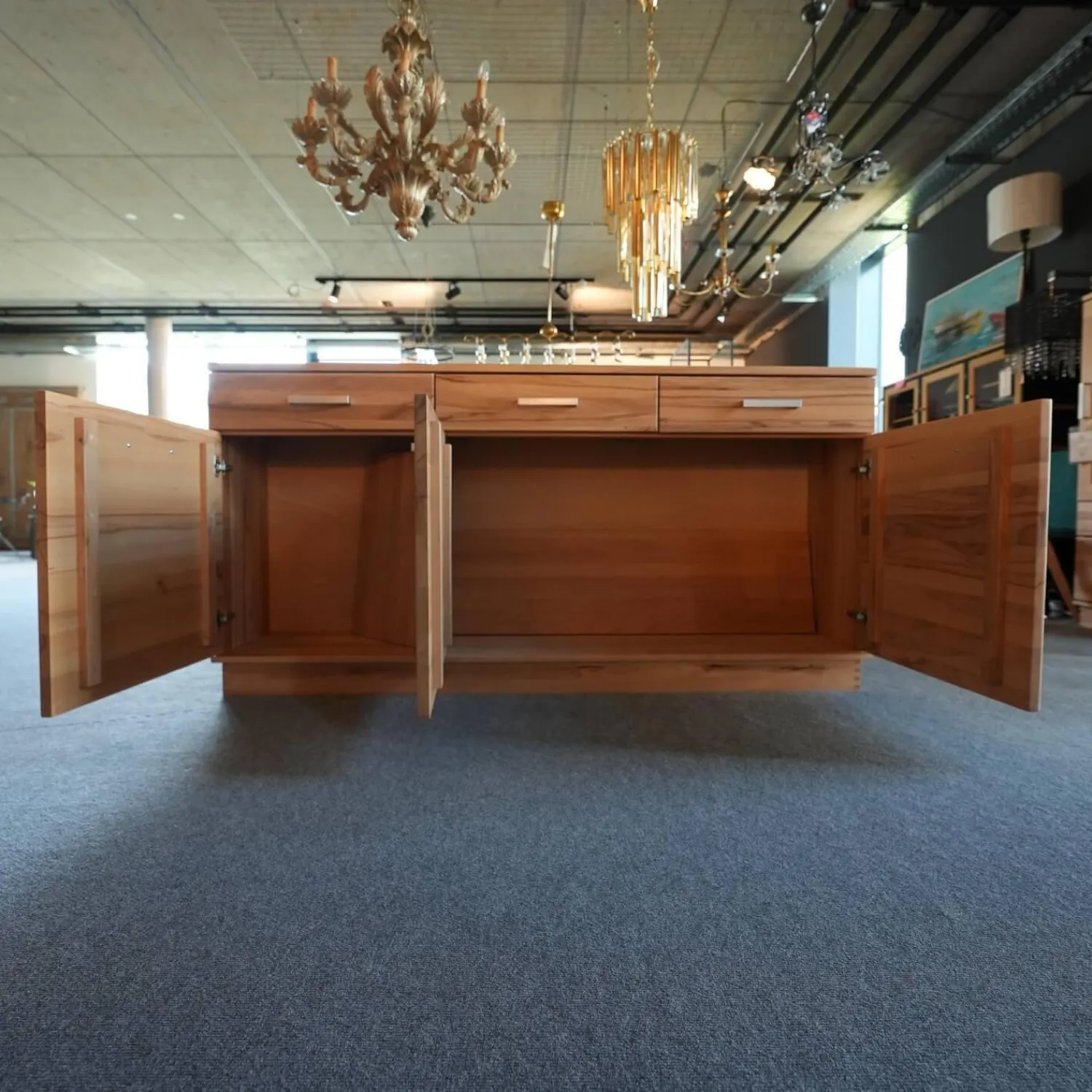 Eigene Herstellung Kommoden & Sideboards|Sideboard Massivholz Buchenholz Massiv Bügelgriffe Silberfarben